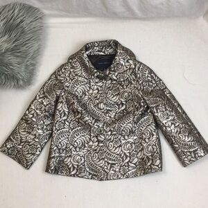 Banana Republic Silk Metallic Gold Brocade Jacket